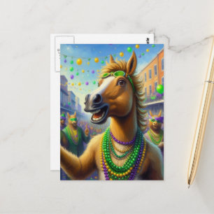 Carte Postale Joyeux Mardi Gras Cheval Avec Des Perles