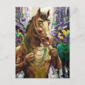 Carte Postale Joyeux Mardi Gras Cheval Brown (Devant)