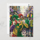 Carte Postale Joyeux Mardi Gras Jester (Devant / Derrière)