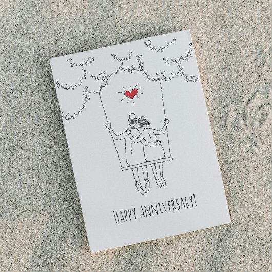 Carte Postale Joyeux Mariage Anniversaire Red Heart Couple