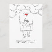 Carte Postale Joyeux Mariage Anniversaire Red Heart Couple (Devant)