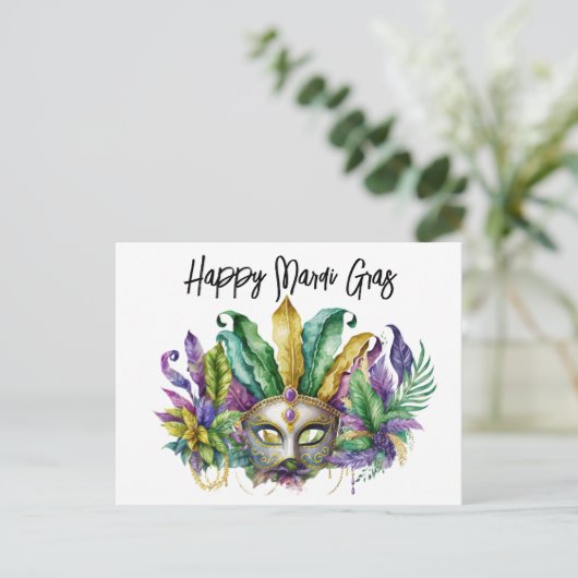 Carte Postale Joyeux masque Mardi Gras (Debout devant)
