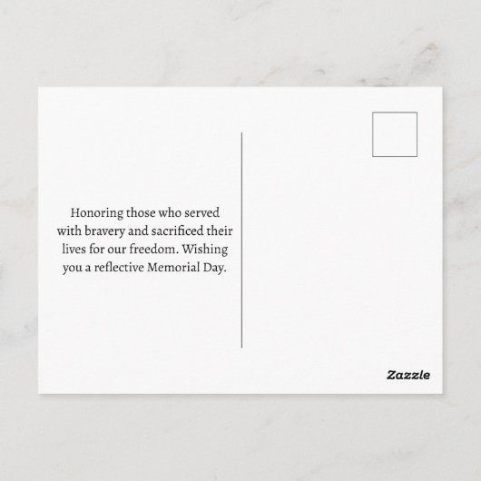 Carte Postale Joyeux Memorial Day Coquelicots Rouges Militaire (Dos)