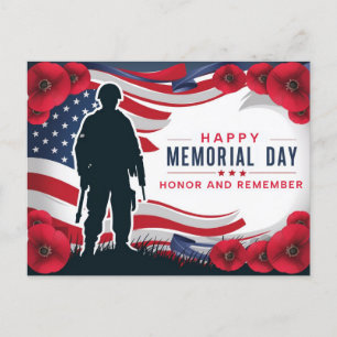 Carte Postale Joyeux Memorial Day Coquelicots Rouges Militaires 