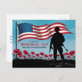 Carte Postale Joyeux Memorial Day Coquelicots Rouges Militaires (Devant / Derrière)