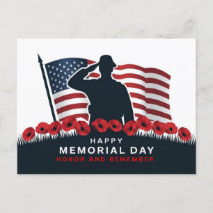 Carte Postale Joyeux Memorial Day Coquelicots Rouges Militaires 