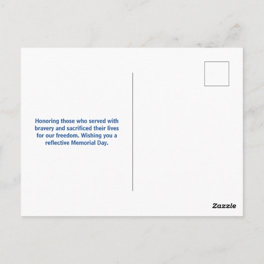 Carte Postale Joyeux Memorial Day Drapeau USA Militaire (Dos)