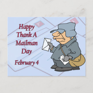 Carte Postale Joyeux Merci à un Mailman Day 4 février