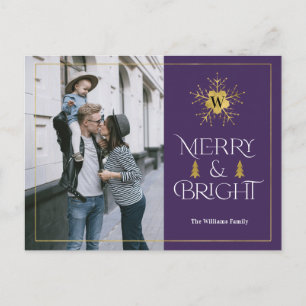 Carte Postale Joyeux moderne et brillant simple violet noël