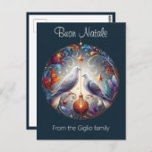 Carte Postale Joyeux Noël 2 colombes Fête de Noël italienne  (Devant / Derrière)