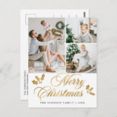 Carte Postale Joyeux Noël 3 PHOTO Happy Holidays Salutation (Devant / Derrière)