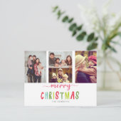 Carte Postale Joyeux Noël 4 Photo Collage Colorée mignonne (Debout devant)