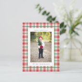 Carte Postale Joyeux Noël à carreaux | AJOUTEZ VOTRE PHOTO DE FA (Debout devant)