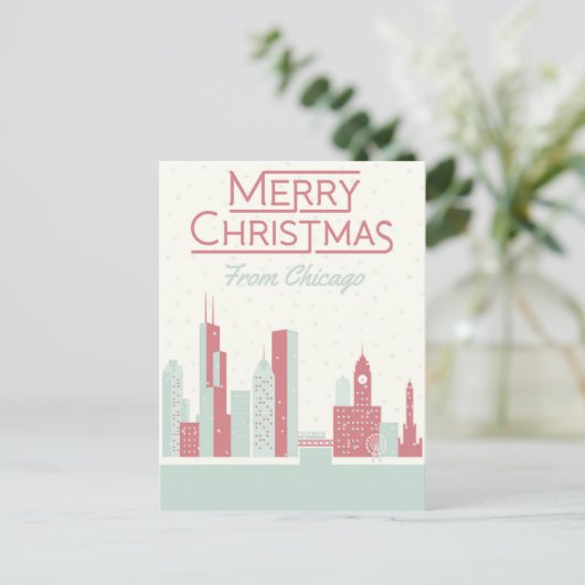 Carte Postale Joyeux Noël à Chicago (Debout devant)