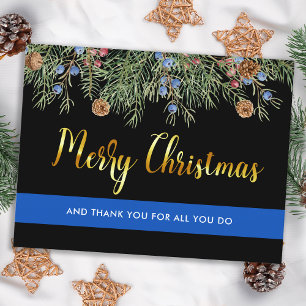 Carte Postale Joyeux Noël à la police Merci d'application de la