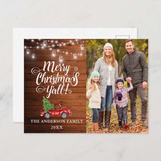 Carte Postale Joyeux Noël à tous Lumières de Photo Camion en Bo (Devant / Derrière)