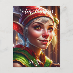 Carte Postale Joyeux Noël à vous Elfe mignon