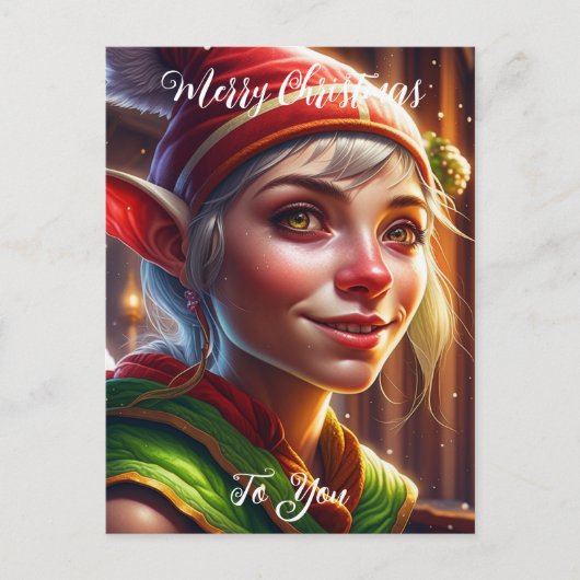 Carte Postale Joyeux Noël à vous | Elfe mignon (Devant)
