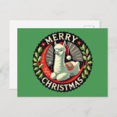 Carte Postale Joyeux Noël Alpaca Artwork Noël Artwork (Devant / Derrière)