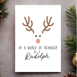 Carte Postale Joyeux Noël amusant et mignon Rudolph