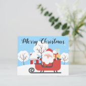 Carte Postale Joyeux noël, amusant et mignon vacances père Noël (Debout devant)