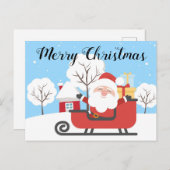 Carte Postale Joyeux noël, amusant et mignon vacances père Noël (Devant / Derrière)