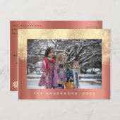 Carte Postale Joyeux Noël Arbre Bonne Année Coral Gold Parties s (Devant / Derrière)