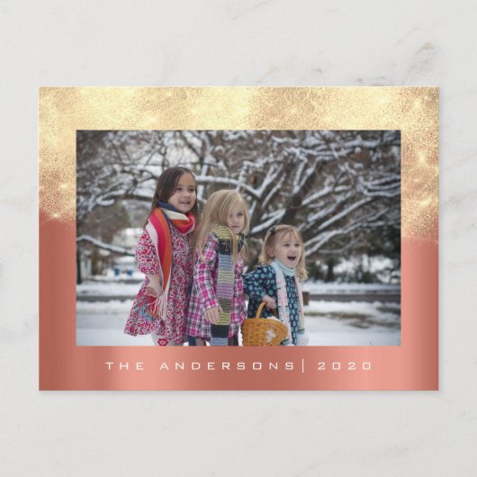 Carte Postale Joyeux Noël Arbre Bonne Année Coral Gold Parties s (Devant)