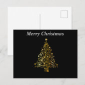 Carte Postale Joyeux Noël Arbre Noir et Or (Devant / Derrière)