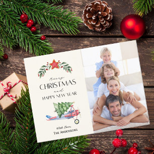 Carte Postale Joyeux Noël Arbre photo de Noël en avion Amusants