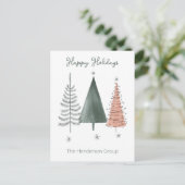 Carte Postale Joyeux Noël Arbres Entreprise Code QR (Debout devant)