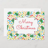 Carte Postale Joyeux Noël Arbres et lumières Fêtes Rétro (Devant / Derrière)