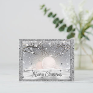 Carte Postale Joyeux Noël Argent Élégant, Joyeux Joyeux Fêtes