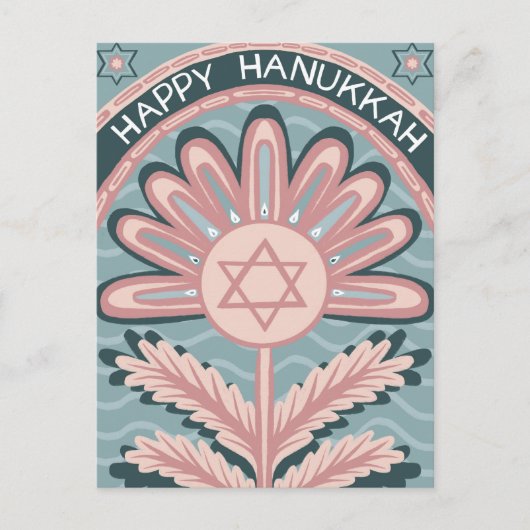 Carte Postale Joyeux Noël Art Nouveau Bloom d'Hanoukka (Devant)