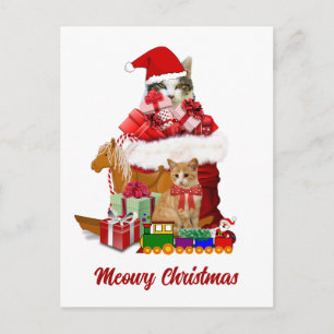 Carte Postale Joyeux Noël aux chats de fêtes 