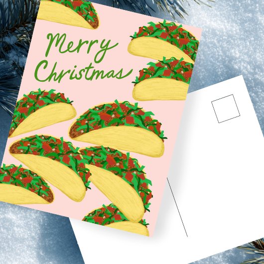 Carte Postale JOYEUX NOËL Avalanche de tacos Délicieuses Fêtes
