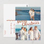 Carte Postale Joyeux Noël avec houx taillé 3 Photo Fêtes (Devant / Derrière)