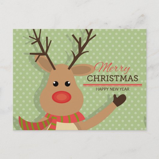 Carte Postale Joyeux Noël avec Rudolph (Devant)