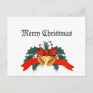 Carte Postale Joyeux Noël avec sonneries d'or