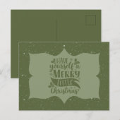 Carte Postale Joyeux Noël avec un petit script de Noël vert (Devant / Derrière)