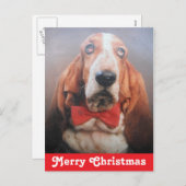 Carte postale Joyeux Noël Basset Hound (Devant / Derrière)