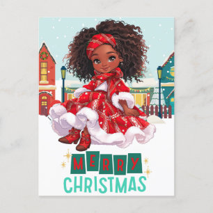 Carte Postale Joyeux Noël Black Girl Magic Melanin Xmas Fun