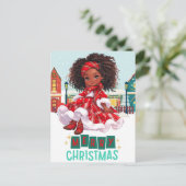Carte Postale Joyeux Noël Black Girl Magic Melanin Xmas Fun (Debout devant)