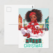 Carte Postale Joyeux Noël Black Girl Magic Melanin Xmas Fun (Devant / Derrière)