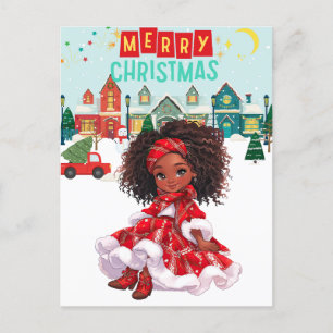 Carte Postale Joyeux Noël Black Girl Magic Melanin Xmas Fun