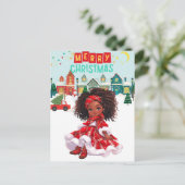 Carte Postale Joyeux Noël Black Girl Magic Melanin Xmas Fun (Debout devant)