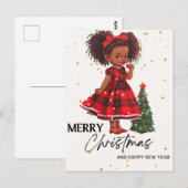Carte Postale Joyeux Noël Black Girl Magic Melanin Xmas Fun (Devant / Derrière)