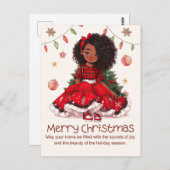 Carte Postale Joyeux Noël Black Girl Magic Melanin Xmas Fun (Devant / Derrière)