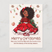 Carte Postale Joyeux Noël Black Girl Magic Melanin Xmas Fun (Devant)