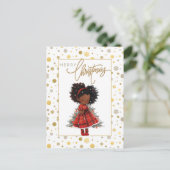 Carte Postale Joyeux Noël Black Girl Magic Melanin Xmas Fun (Debout devant)